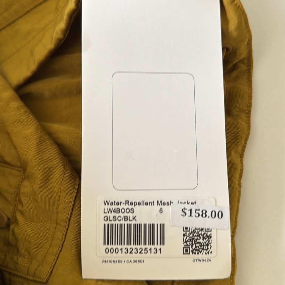 NWT LULULEMON Water Repellant mesh jacket size 6 gold black lightweight - Picture 6 of 6